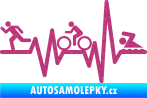 Samolepka Srdeční tep 012 levá triatlon Ultra Metalic růžová