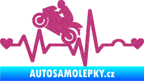 Samolepka Srdeční tep 013 levá motorkář Ultra Metalic růžová