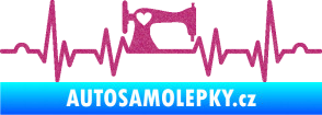 Samolepka Srdeční tep 015 pravá šicí stroj Ultra Metalic růžová