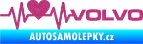 Samolepka Srdeční tep 021 pravá volvo srdcem Ultra Metalic růžová
