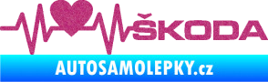 Samolepka Srdeční tep 025 pravá škoda Ultra Metalic růžová