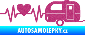 Samolepka Srdeční tep 030 pravá kempování Ultra Metalic růžová