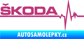 Samolepka Srdeční tep 034 levá Škoda Ultra Metalic růžová
