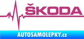 Samolepka Srdeční tep 034 pravá Škoda Ultra Metalic růžová