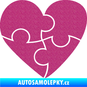 Samolepka Srdíčko 018 levá puzzle Ultra Metalic růžová