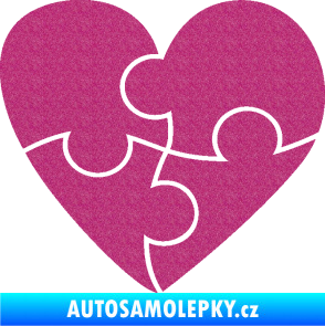 Samolepka Srdíčko 018 pravá puzzle Ultra Metalic růžová