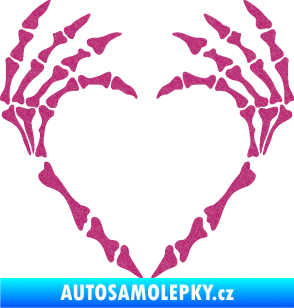 Samolepka Srdíčko z kostí Ultra Metalic růžová