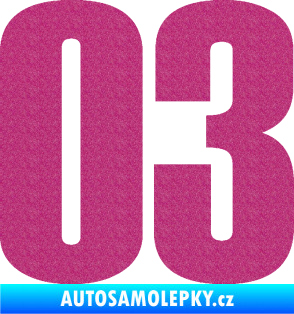 Samolepka Startovní číslo 03 typ 2   Ultra Metalic růžová