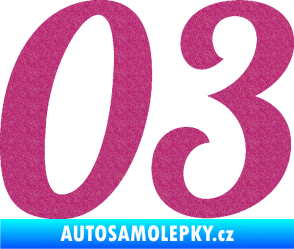Samolepka Startovní číslo 03 typ 3 Ultra Metalic růžová