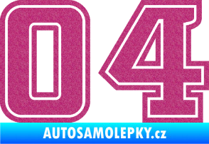 Samolepka Startovní číslo 04 typ 5 Ultra Metalic růžová