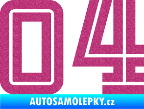 Samolepka Startovní číslo 04 typ 7 Ultra Metalic růžová