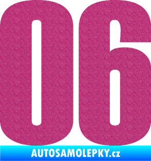 Samolepka Startovní číslo 06 typ 2   Ultra Metalic růžová