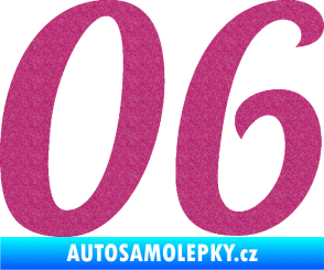 Samolepka Startovní číslo 06 typ 3 Ultra Metalic růžová