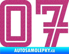 Samolepka Startovní číslo 07 typ 7 Ultra Metalic růžová