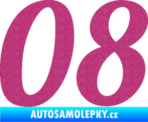 Samolepka Startovní číslo 08 typ 3 Ultra Metalic růžová
