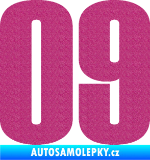 Samolepka Startovní číslo 09 typ 2    Ultra Metalic růžová