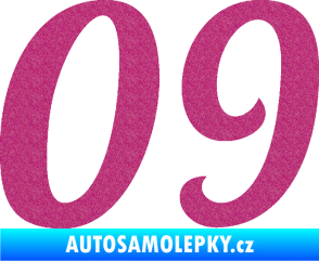 Samolepka Startovní číslo 09 typ 3  Ultra Metalic růžová