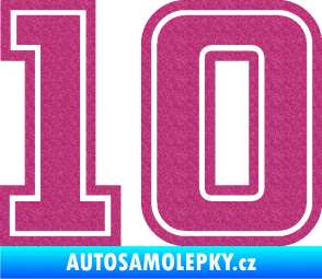 Samolepka Startovní číslo 10 typ 5 Ultra Metalic růžová