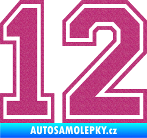 Samolepka Startovní číslo 12 typ 4 Ultra Metalic růžová