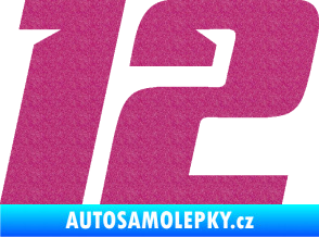 Samolepka Startovní číslo 12 typ 6 Ultra Metalic růžová