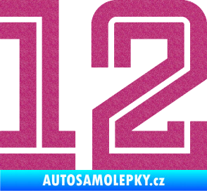 Samolepka Startovní číslo 12 typ 7 Ultra Metalic růžová