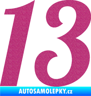 Samolepka Startovní číslo 13 typ 3     Ultra Metalic růžová