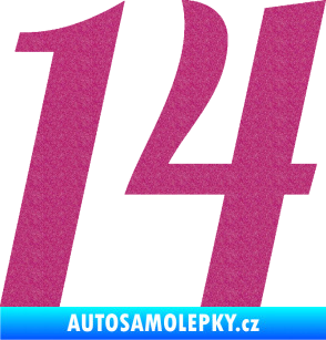 Samolepka Startovní číslo 14 typ 3      Ultra Metalic růžová