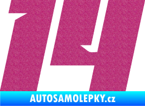 Samolepka Startovní číslo 14 typ 6 Ultra Metalic růžová