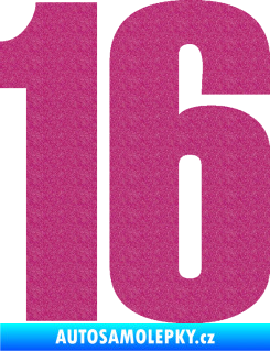 Samolepka Startovní číslo 16 typ 2   Ultra Metalic růžová