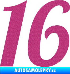Samolepka Startovní číslo 16 typ 3       Ultra Metalic růžová