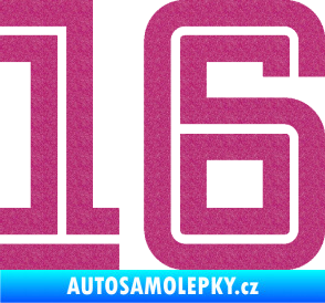 Samolepka Startovní číslo 16 typ 7 Ultra Metalic růžová