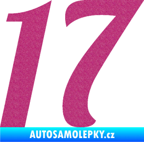 Samolepka Startovní číslo 17 typ 3        Ultra Metalic růžová