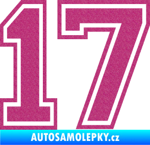 Samolepka Startovní číslo 17 typ 4 Ultra Metalic růžová