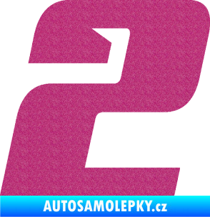 Samolepka Startovní číslo 2 typ 6 Ultra Metalic růžová