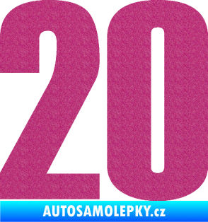 Samolepka Startovní číslo 20 typ 2       Ultra Metalic růžová
