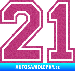 Samolepka Startovní číslo 21 typ 4 Ultra Metalic růžová