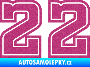 Samolepka Startovní číslo 22 typ 5 Ultra Metalic růžová