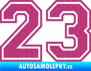 Samolepka Startovní číslo 23 typ 4 Ultra Metalic růžová