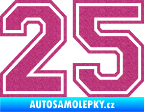 Samolepka Startovní číslo 25 typ 4 Ultra Metalic růžová