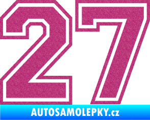 Samolepka Startovní číslo 27 typ 4 Ultra Metalic růžová