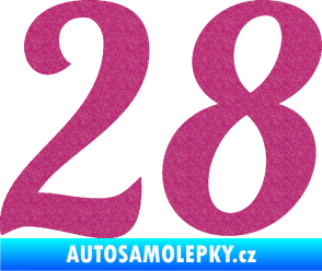 Samolepka Startovní číslo 28 typ 3 Ultra Metalic růžová