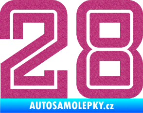 Samolepka Startovní číslo 28 typ 7 Ultra Metalic růžová