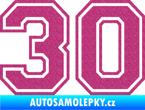 Samolepka Startovní číslo 30 typ 4 Ultra Metalic růžová