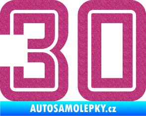 Samolepka Startovní číslo 30 typ 7 Ultra Metalic růžová
