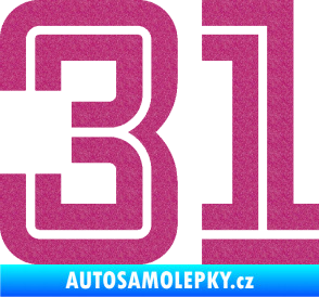 Samolepka Startovní číslo 31 typ 7 Ultra Metalic růžová