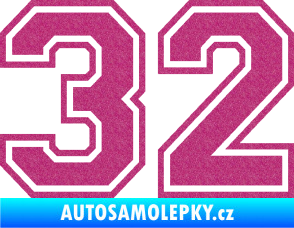 Samolepka Startovní číslo 32 typ 4 Ultra Metalic růžová
