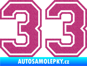 Samolepka Startovní číslo 33 typ 4 Ultra Metalic růžová