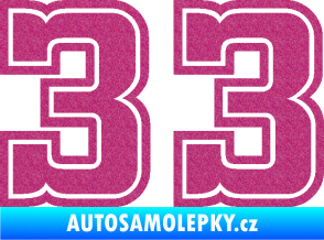 Samolepka Startovní číslo 33 typ 5 Ultra Metalic růžová