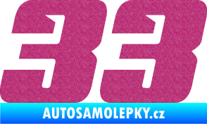 Samolepka Startovní číslo 33 typ 6 Ultra Metalic růžová