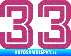 Samolepka Startovní číslo 33 typ 7 Ultra Metalic růžová